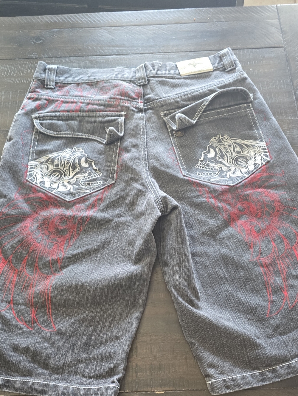 Vintage Y2K Raw Blue Denim mens graphic shorts. VGUC. Size 36